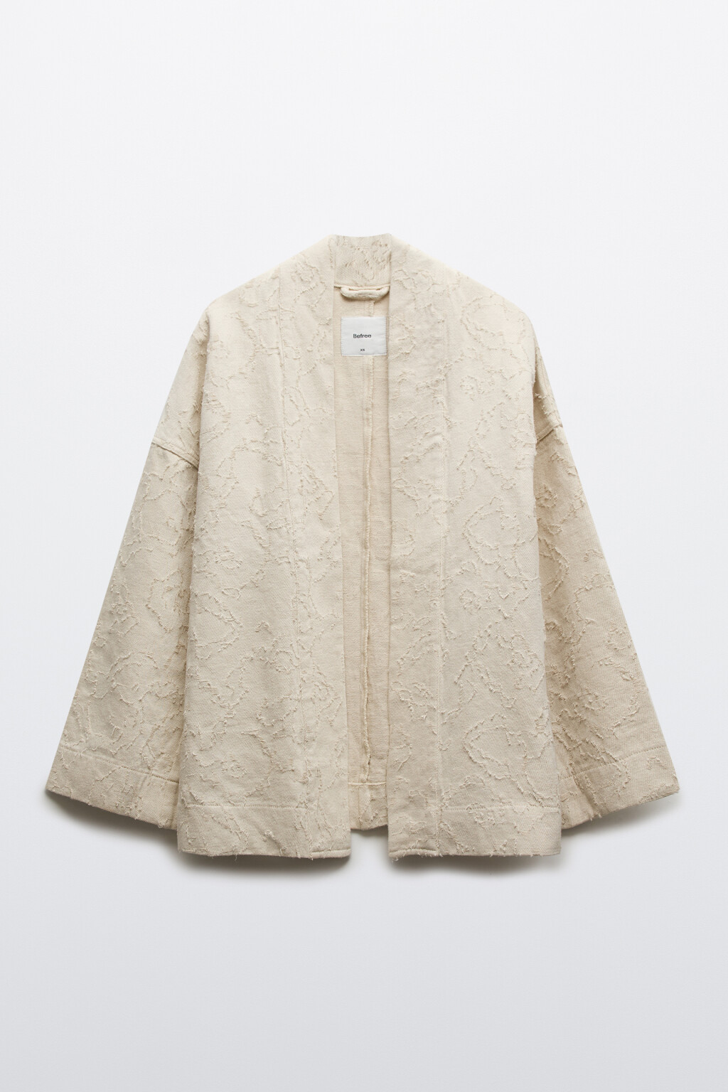 Куртка-кимоно джинсовая с узором - цвет бежевый - 1