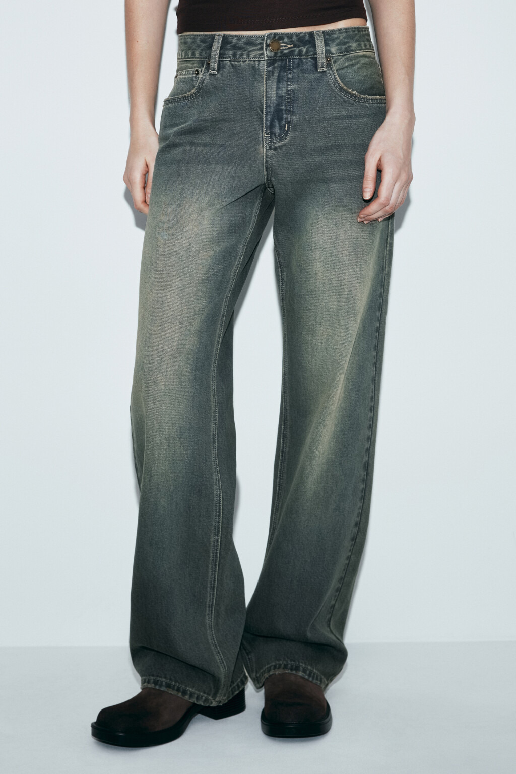 Джинсы straight fit с низкой посадкой - цвет темный тинт - 2