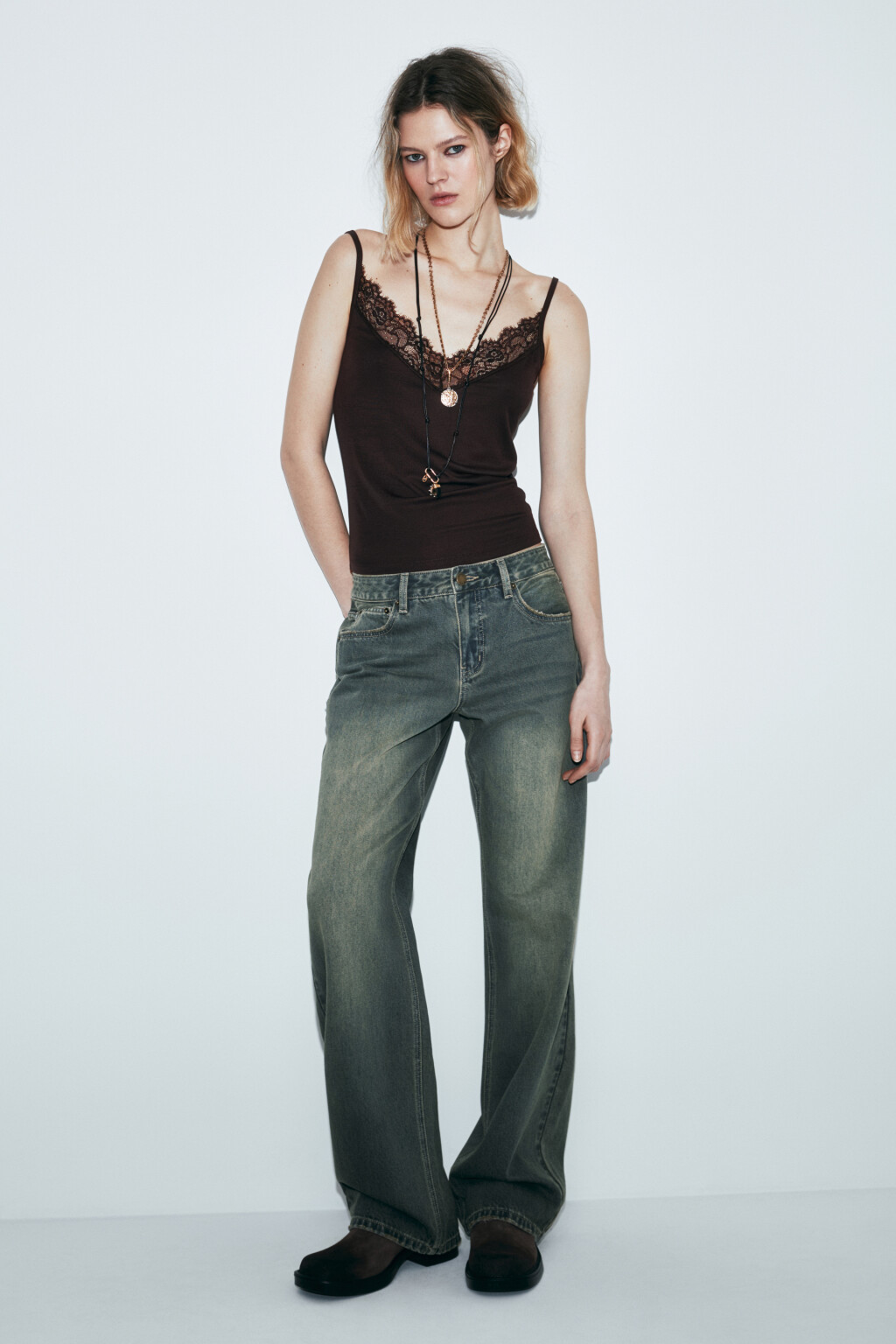 Джинсы straight fit с низкой посадкой - цвет темный тинт - 4