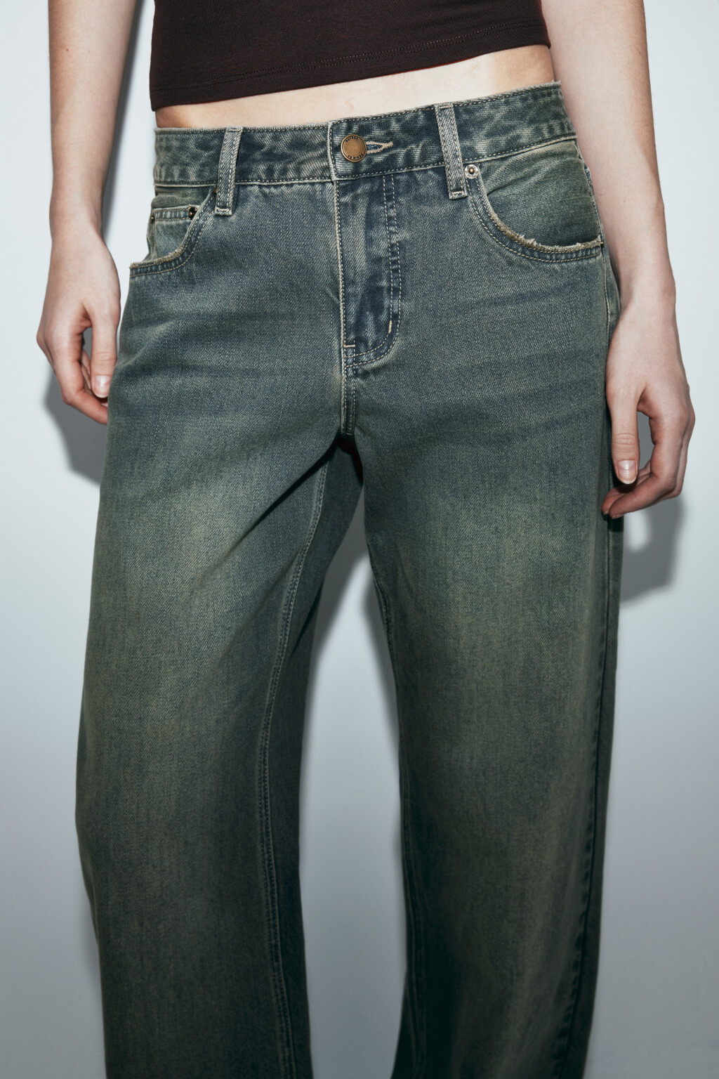 Джинсы straight fit с низкой посадкой - цвет темный тинт - 5