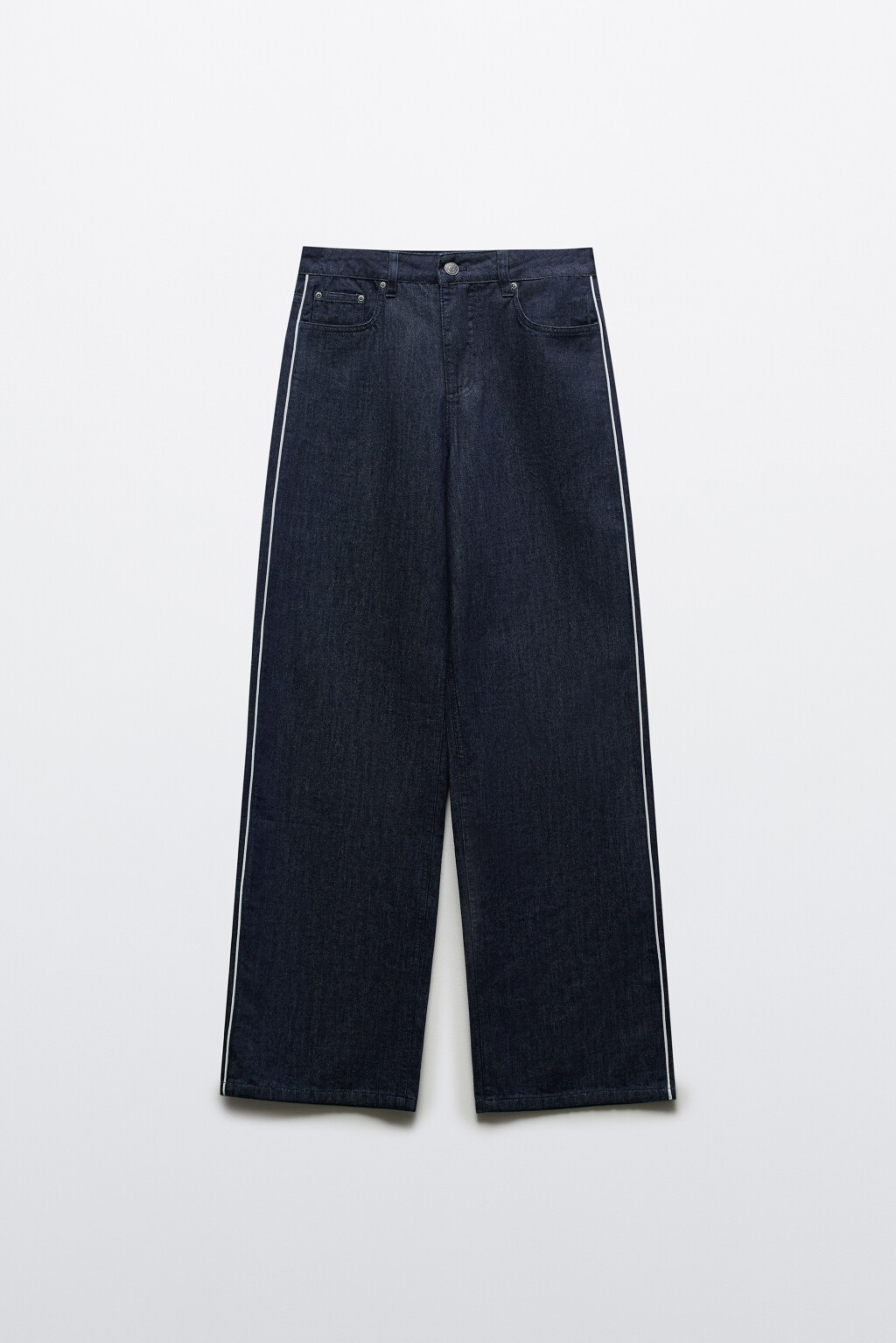 Джинсы straight fit со средней посадкой и лампасами - цвет синий - 1