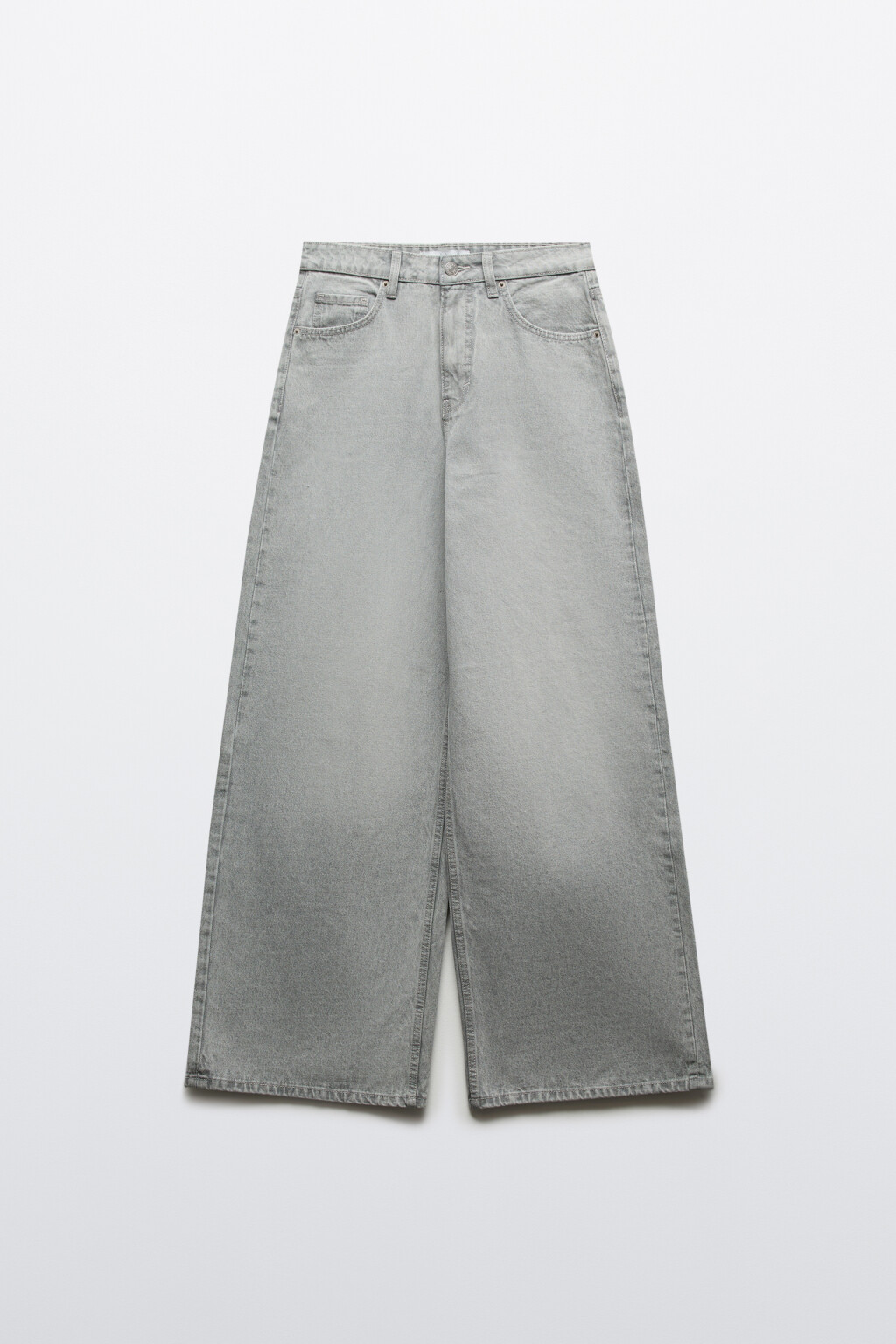 Джинсы wide leg с высокой посадкой - цвет серый - 7