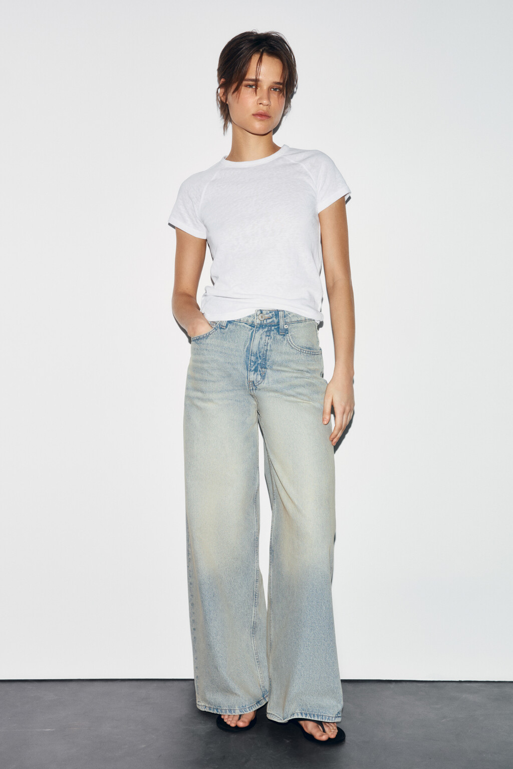 Джинсы wide leg с высокой посадкой - цвет синий - 4