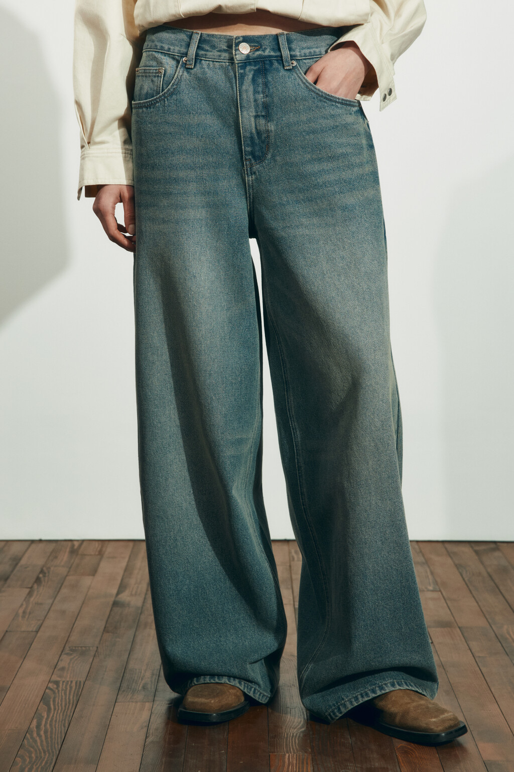 Джинсы baggy fit со средней посадкой - цвет синий - 3