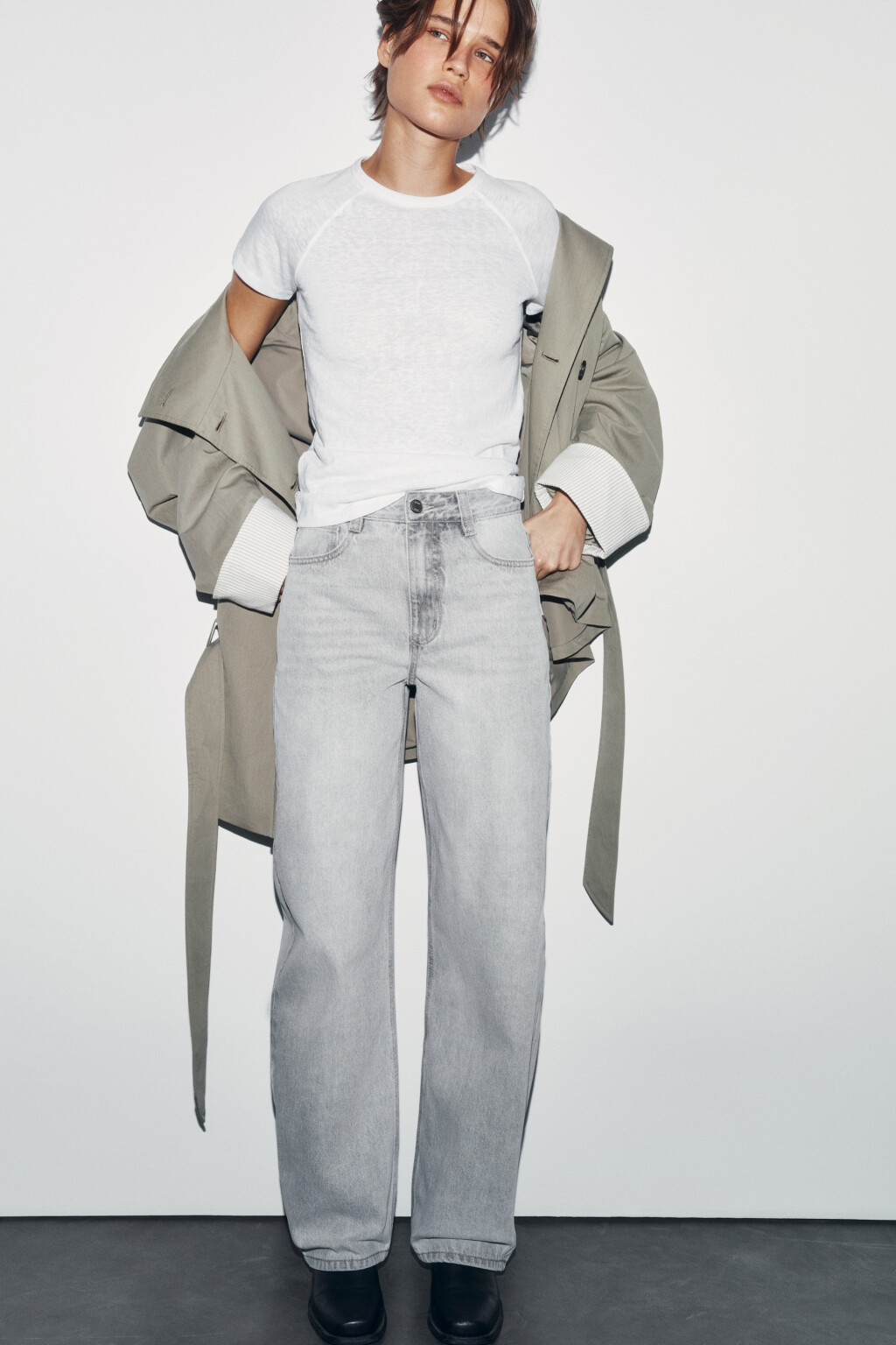 Джинсы barrel fit с высокой посадкой - цвет серый - 1