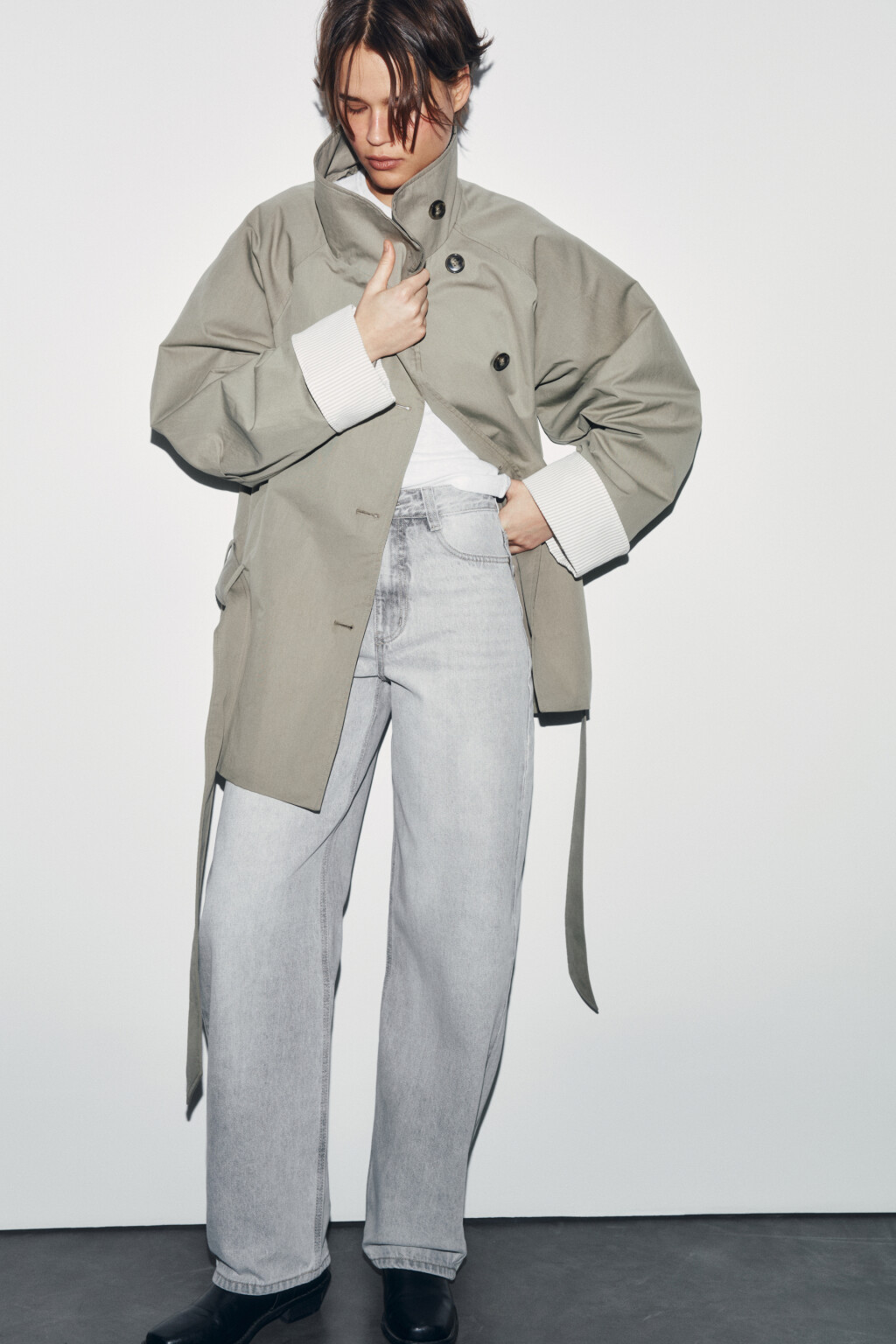 Джинсы barrel fit с высокой посадкой - цвет серый - 2