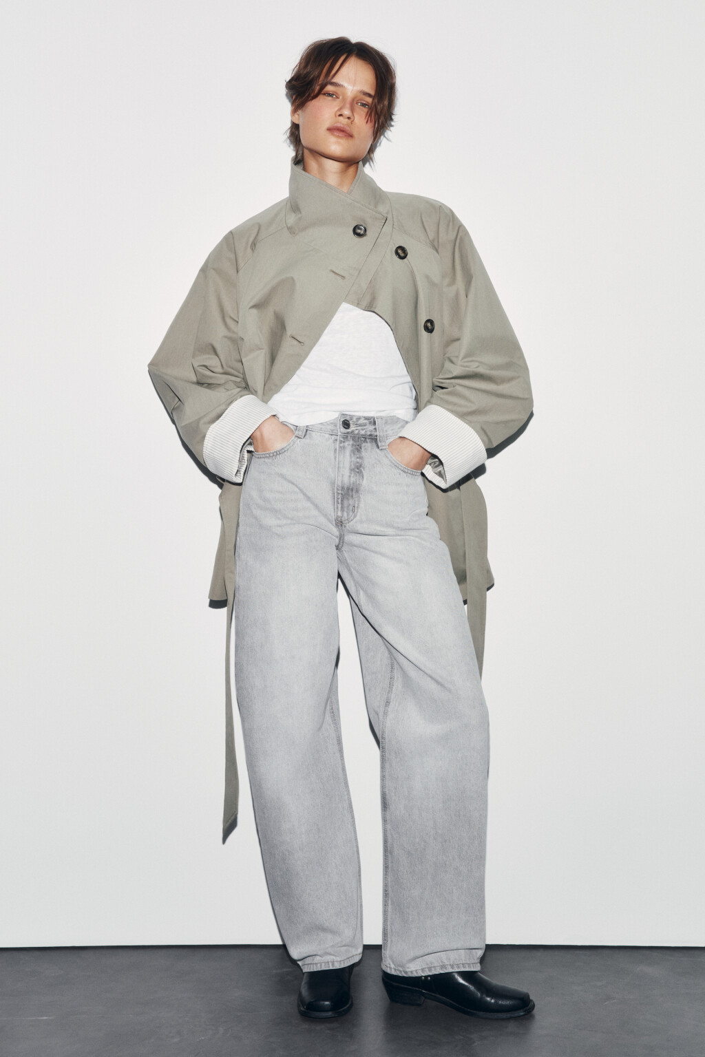 Джинсы barrel fit с высокой посадкой - цвет серый - 5