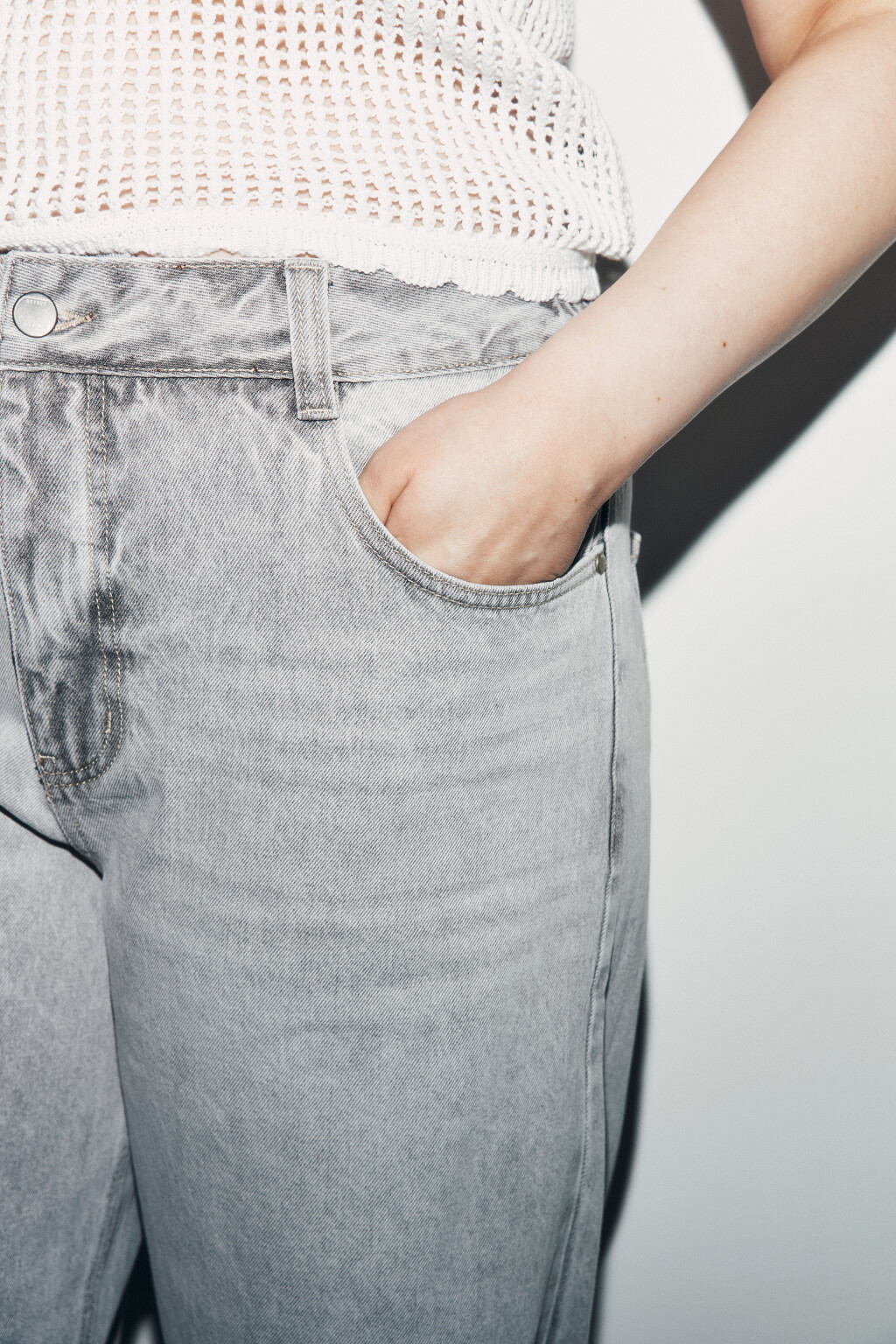 Джинсы barrel fit с высокой посадкой - цвет серый - 6