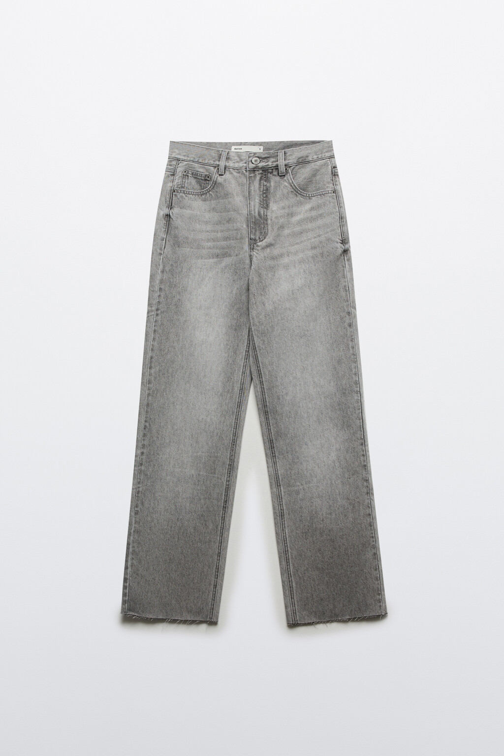 Джинсы straight fit с высокой посадкой - цвет серый - 1