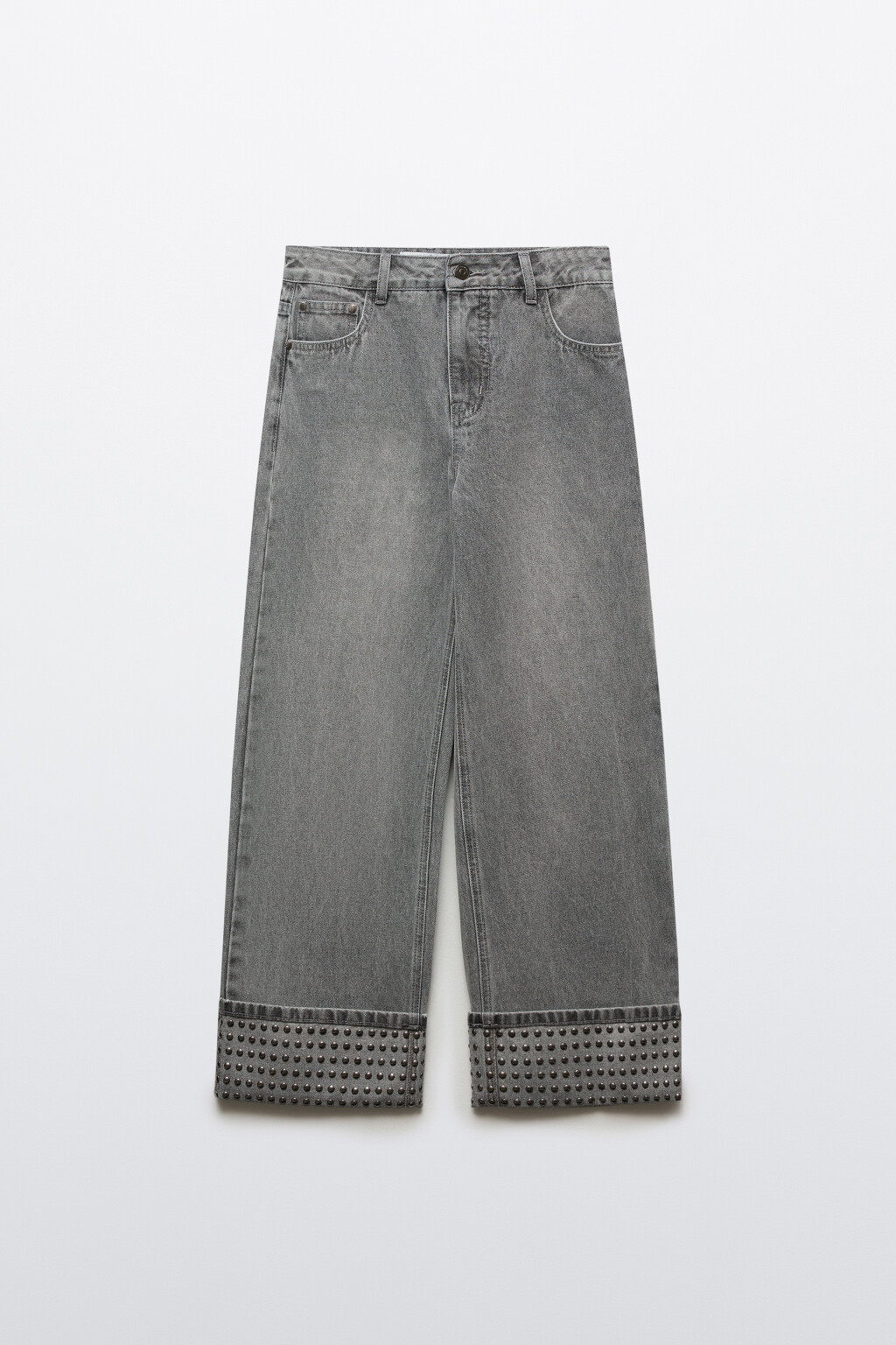 Джинсы straight fit со средней посадкой с подворотами - цвет серый - 1