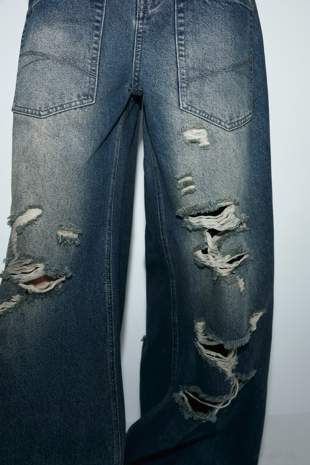 Джинсы baggy fit со средней посадкой рваные - цвет синий - 7