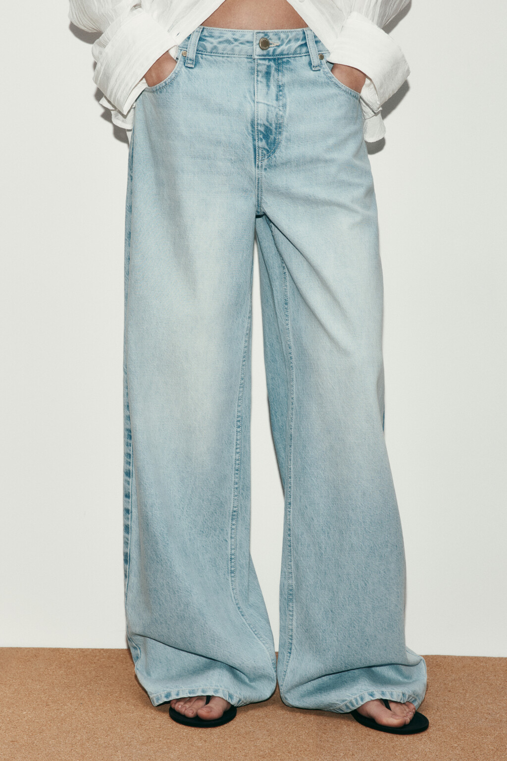 Джинсы wide leg со средней посадкой - цвет голубой - 3
