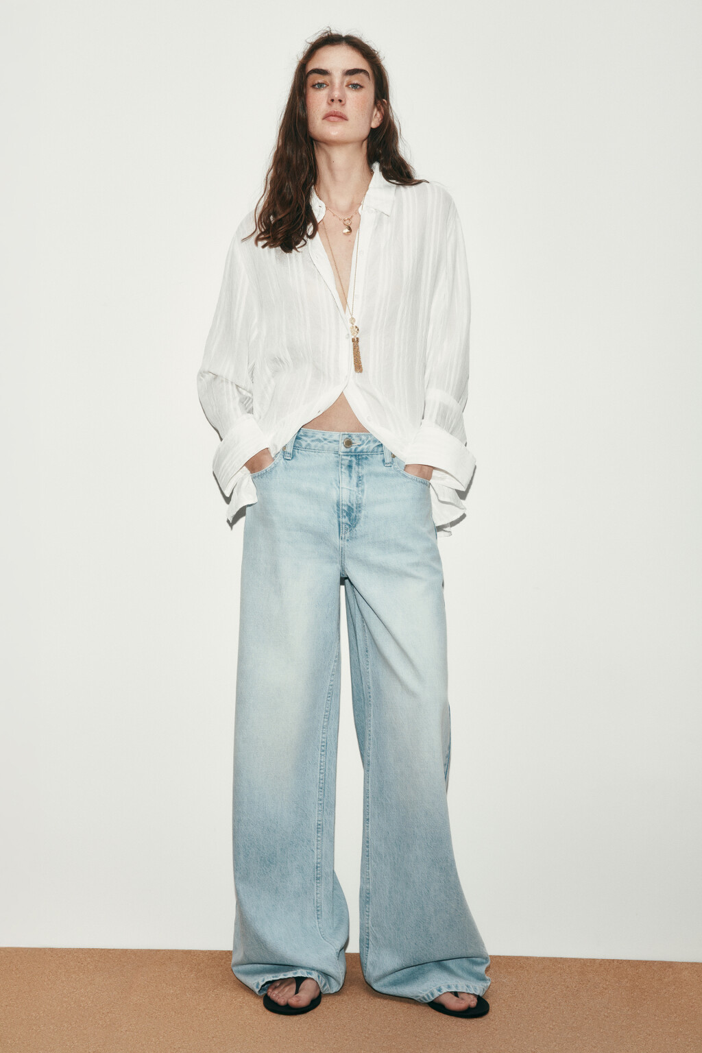 Джинсы wide leg со средней посадкой - цвет голубой - 5