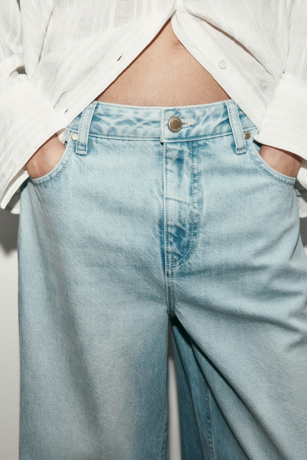 Джинсы wide leg со средней посадкой - цвет голубой - 6