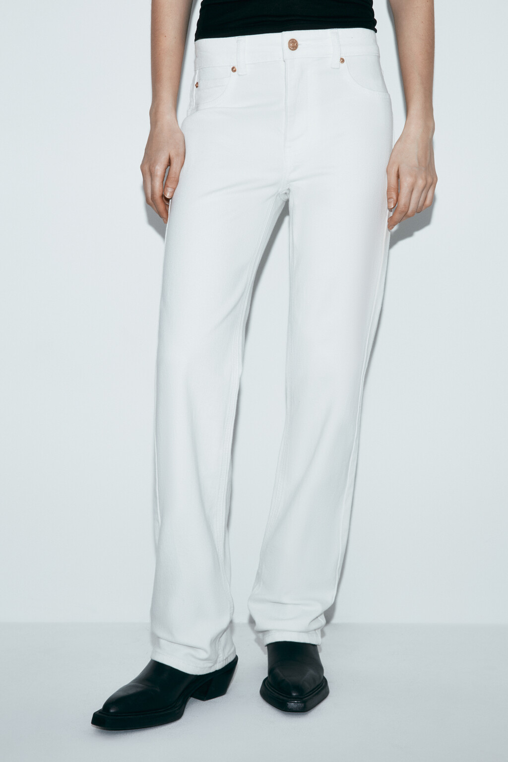 Джинсы straight fit со средней посадкой - цвет белый - 3