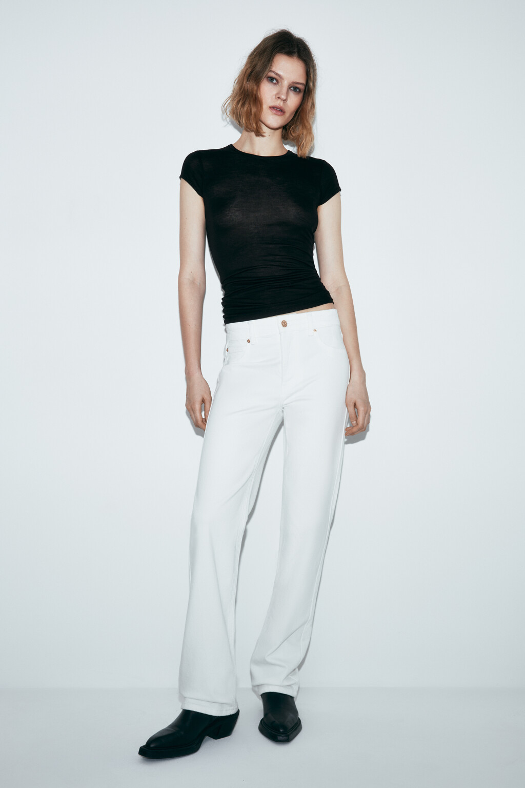 Джинсы straight fit со средней посадкой - цвет белый - 5