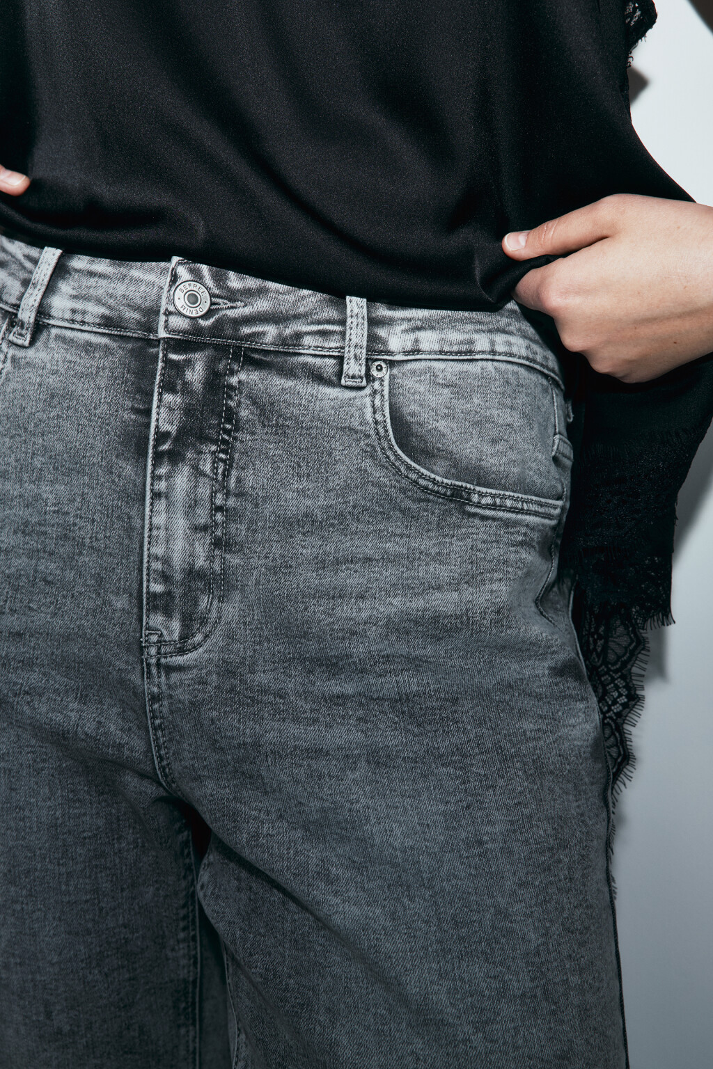 Джинсы straight fit со средней посадкой - цвет серый - 5