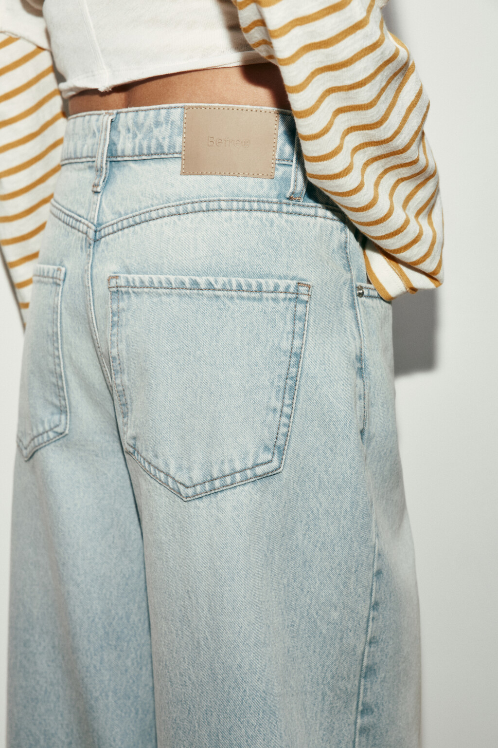 Джинсы wide leg с высокой посадкой - цвет голубой - 6