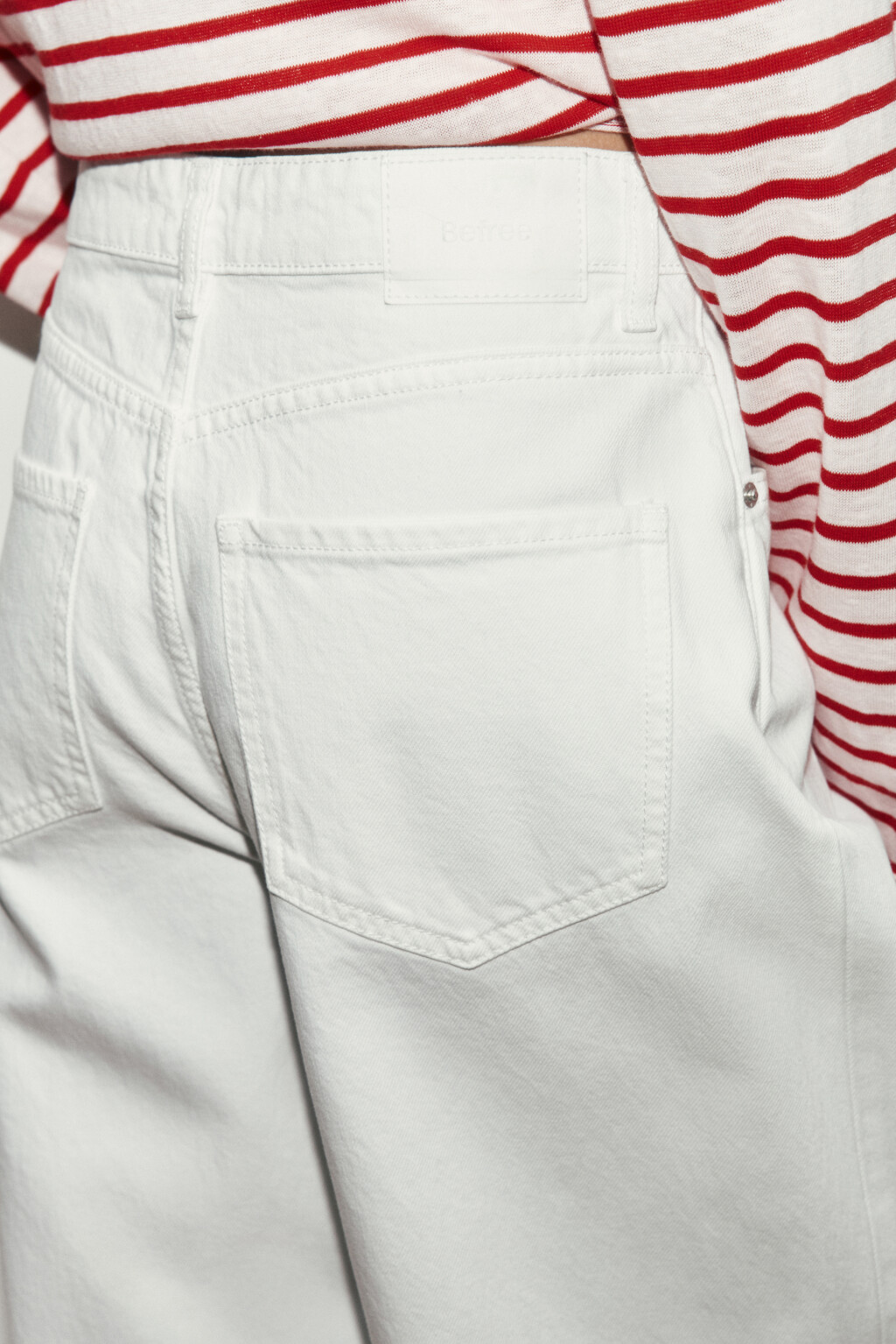 Джинсы wide leg с высокой посадкой - цвет белый - 6