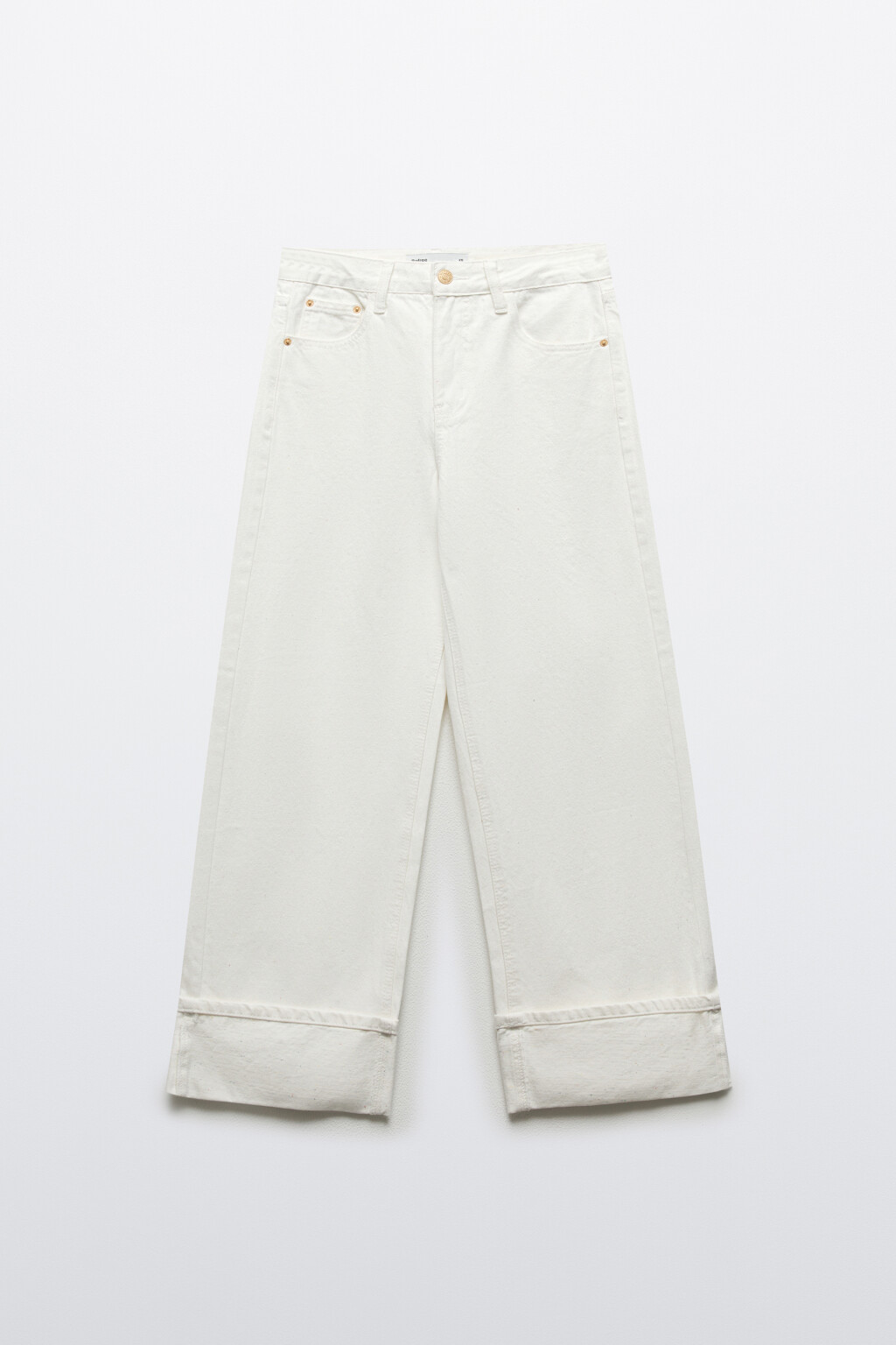 Джинсы straight fit со средней посадкой и подворотами - цвет белый - 1