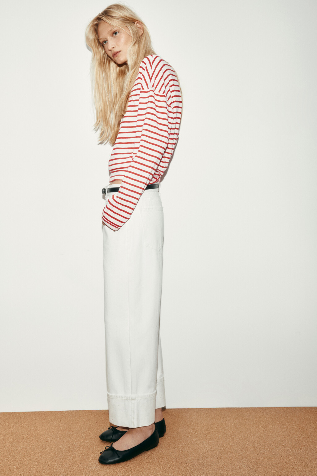 Джинсы straight fit со средней посадкой и подворотами - цвет белый - 2