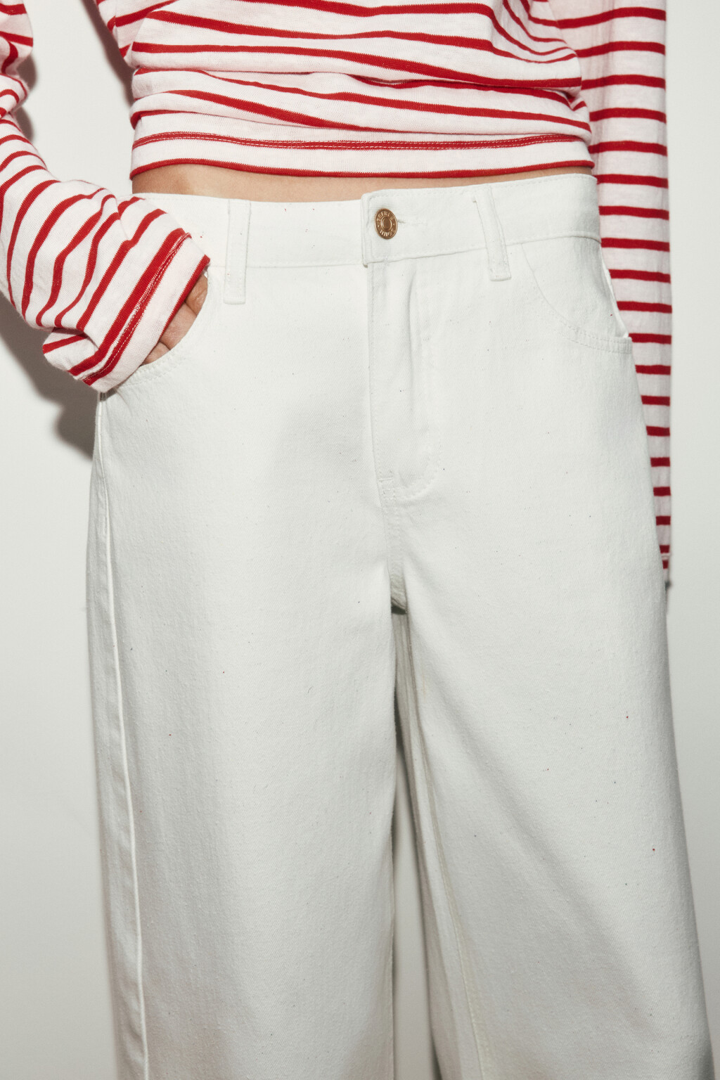 Джинсы straight fit со средней посадкой и подворотами - цвет белый - 6