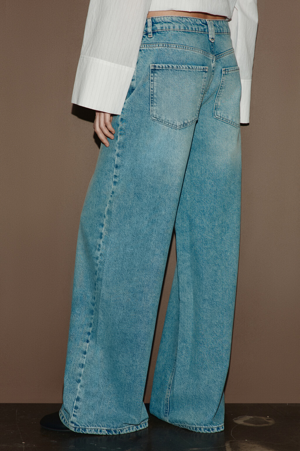 Джинсы широкие со средней посадкой - цвет голубой - 3