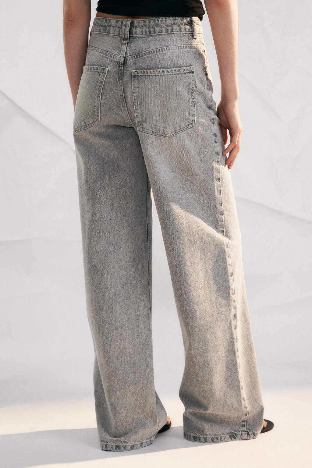 Джинсы широкие со средней посадкой - цвет серый - 3