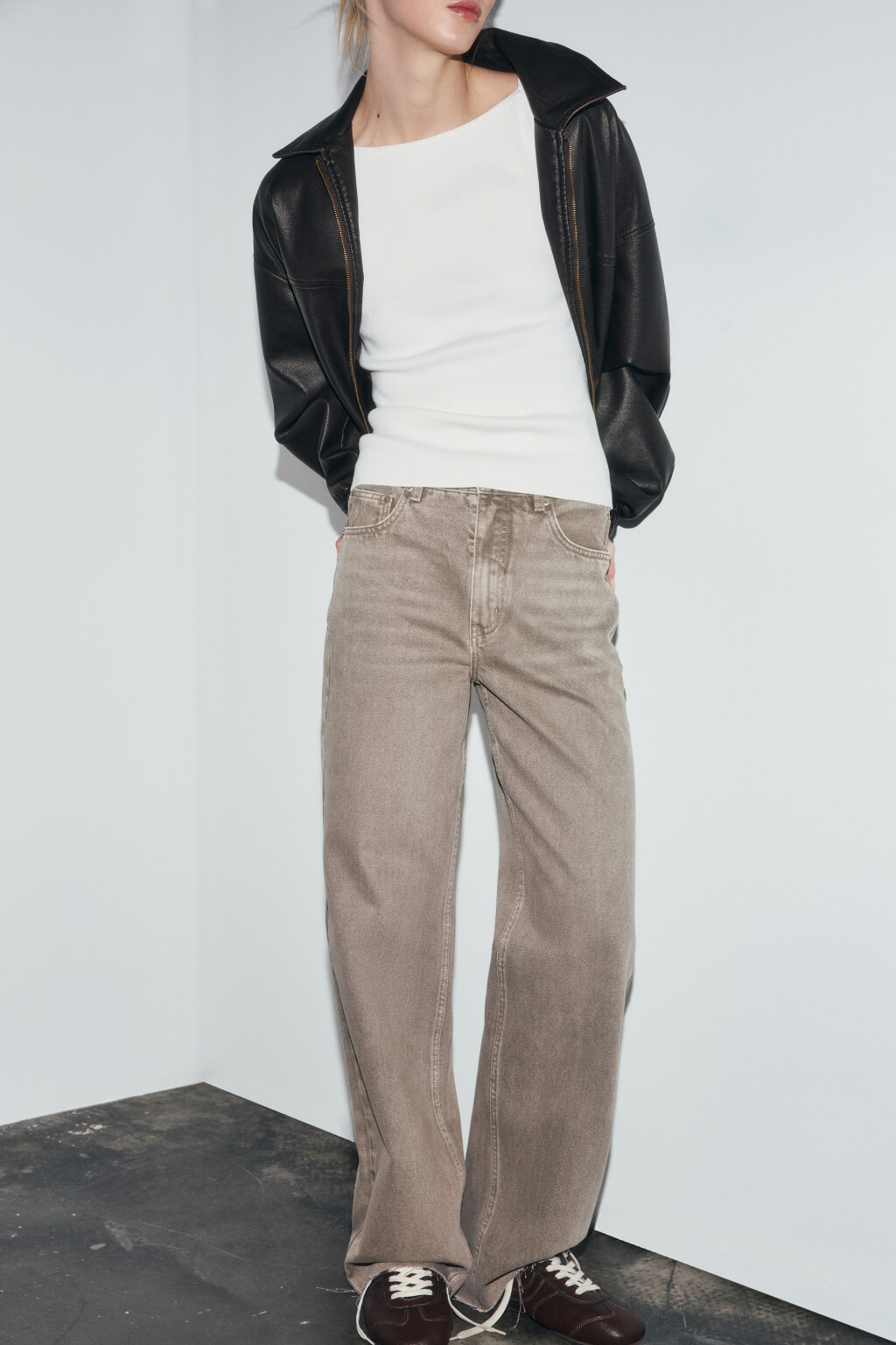 Джинсы straight fit с высокой посадкой - цвет коричневый - 1