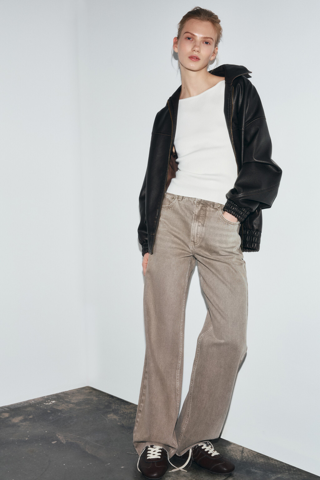 Джинсы straight fit с высокой посадкой - цвет коричневый - 2