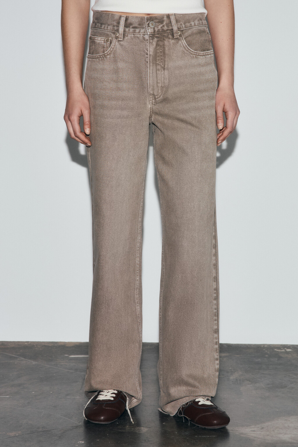 Джинсы straight fit с высокой посадкой - цвет коричневый - 3