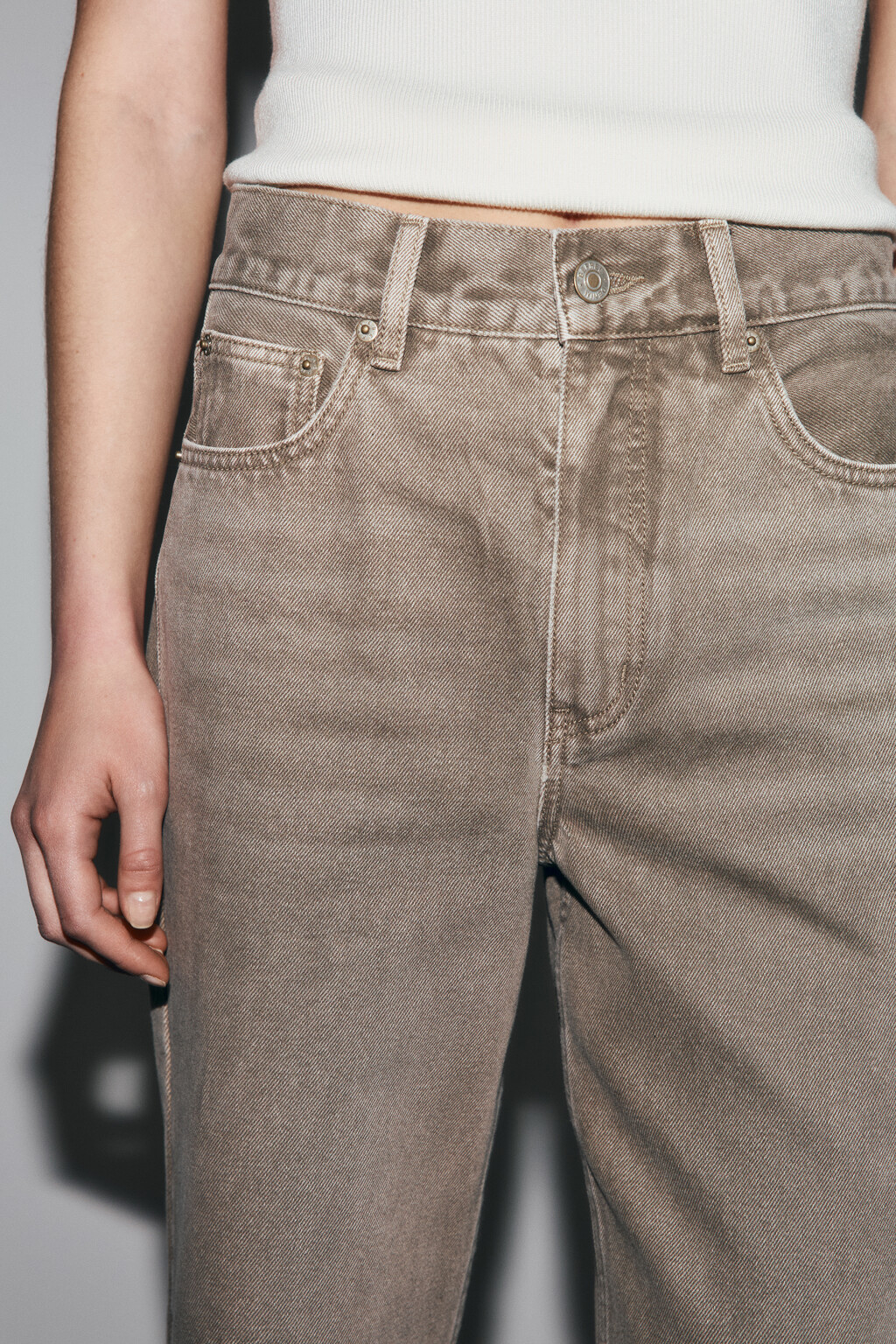 Джинсы straight fit с высокой посадкой - цвет коричневый - 6