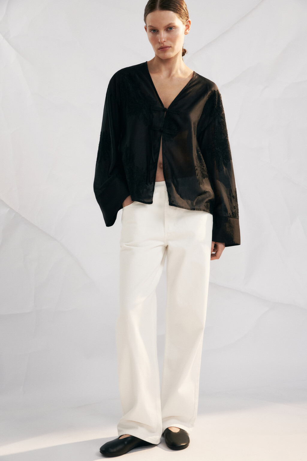 Джинсы прямые со средней посадкой - цвет белый - 2