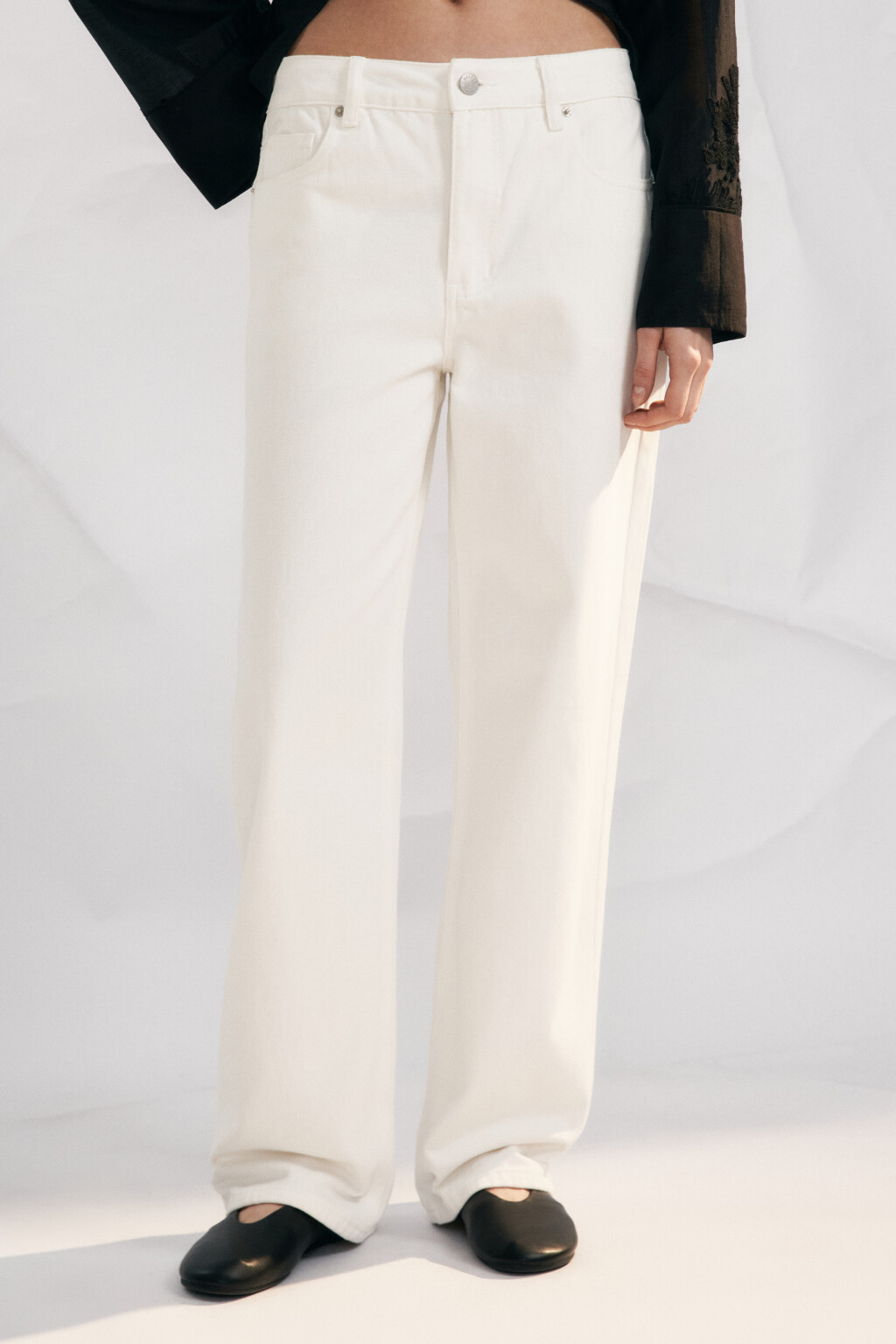 Джинсы прямые со средней посадкой - цвет белый - 3