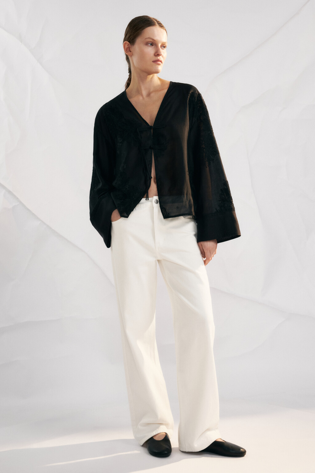 Джинсы прямые со средней посадкой - цвет белый - 5