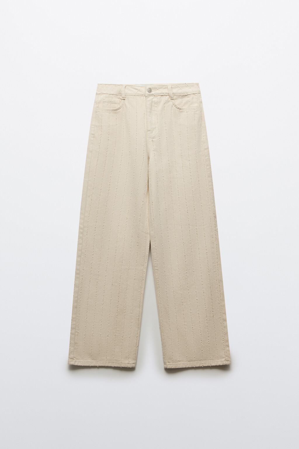 Джинсы прямые со средней посадкой и узором - цвет бежевый - 1