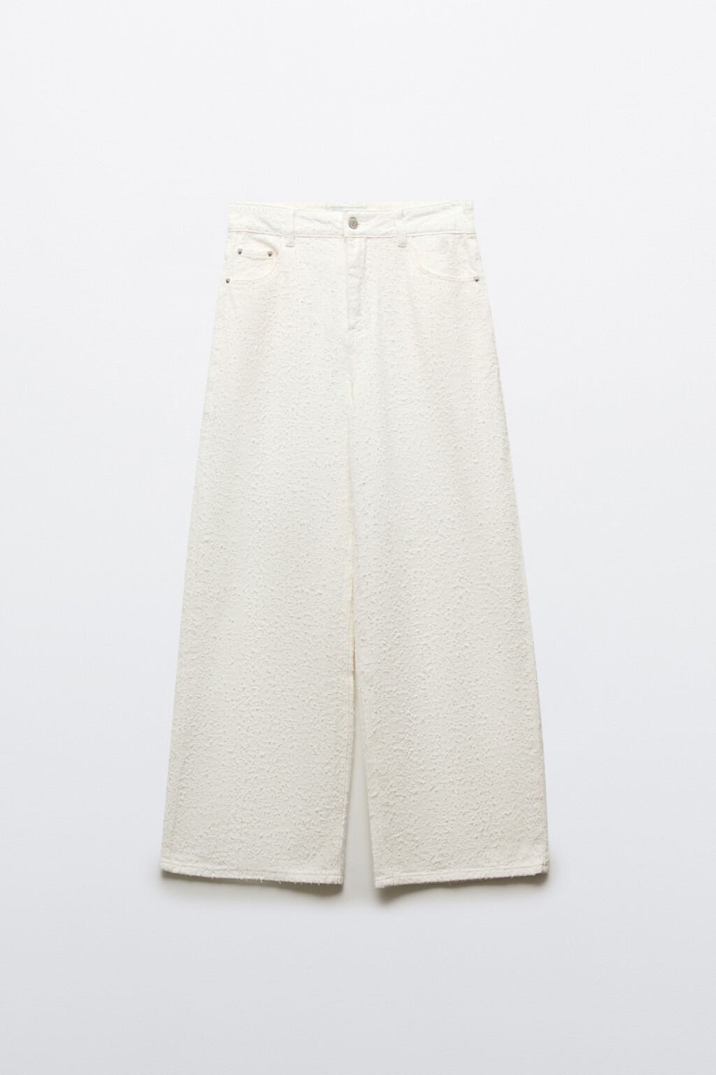 Джинсы багги со средней посадкой и узором - цвет белый - 1