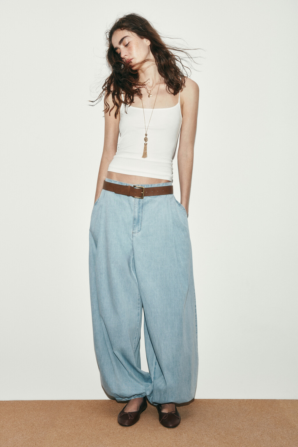 Джинсы-аладдины со средней посадкой - цвет голубой - 1