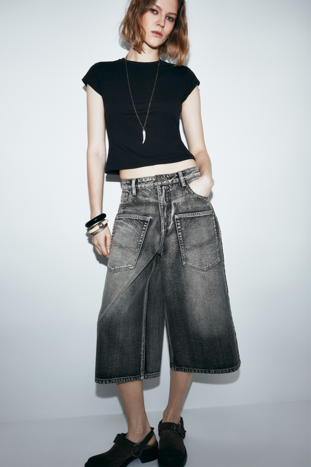 Джортсы со средней посадкой удлиненные - цвет серый - 1