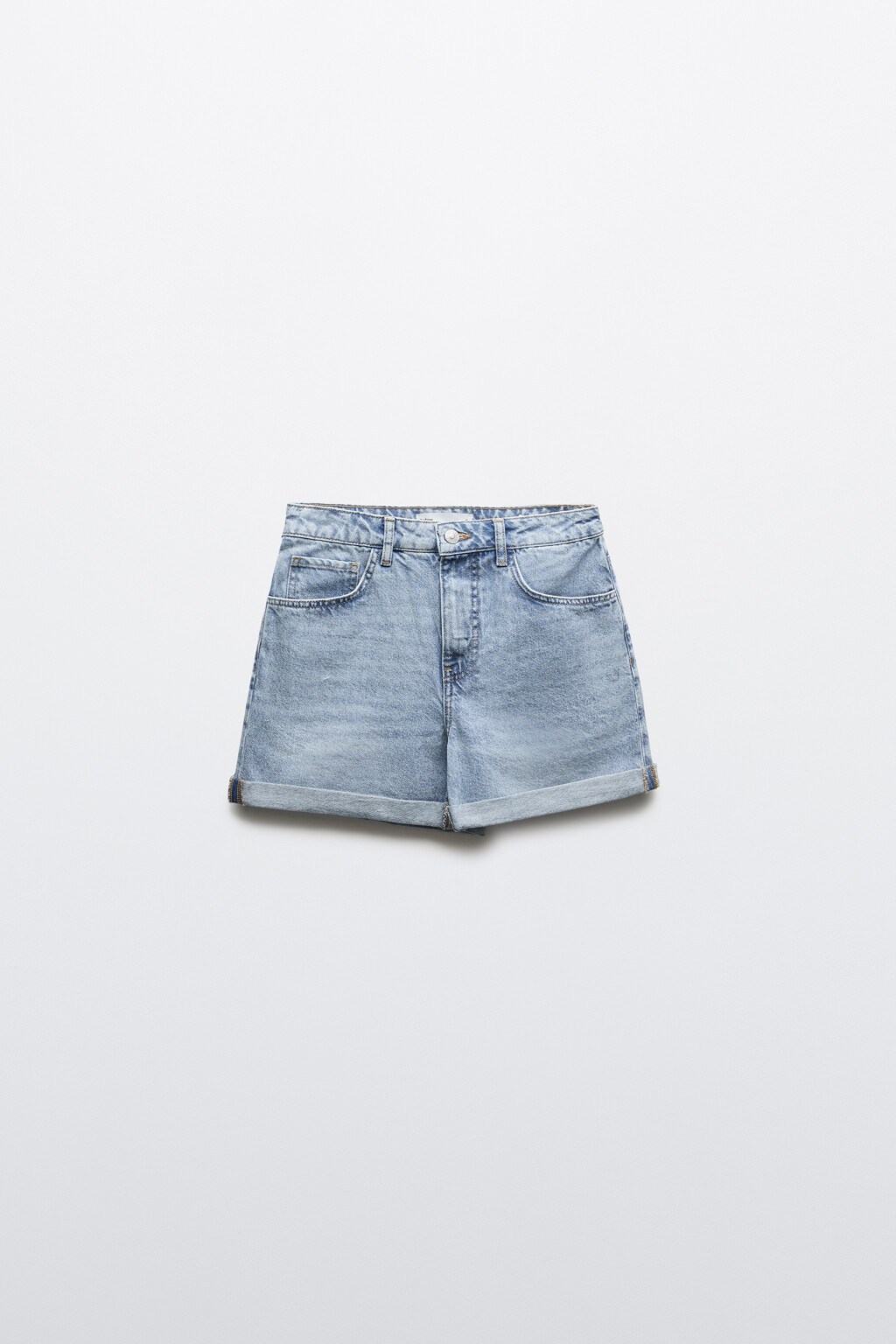 Шорты джинсовые с высокой посадкой короткие - цвет голубой - 7