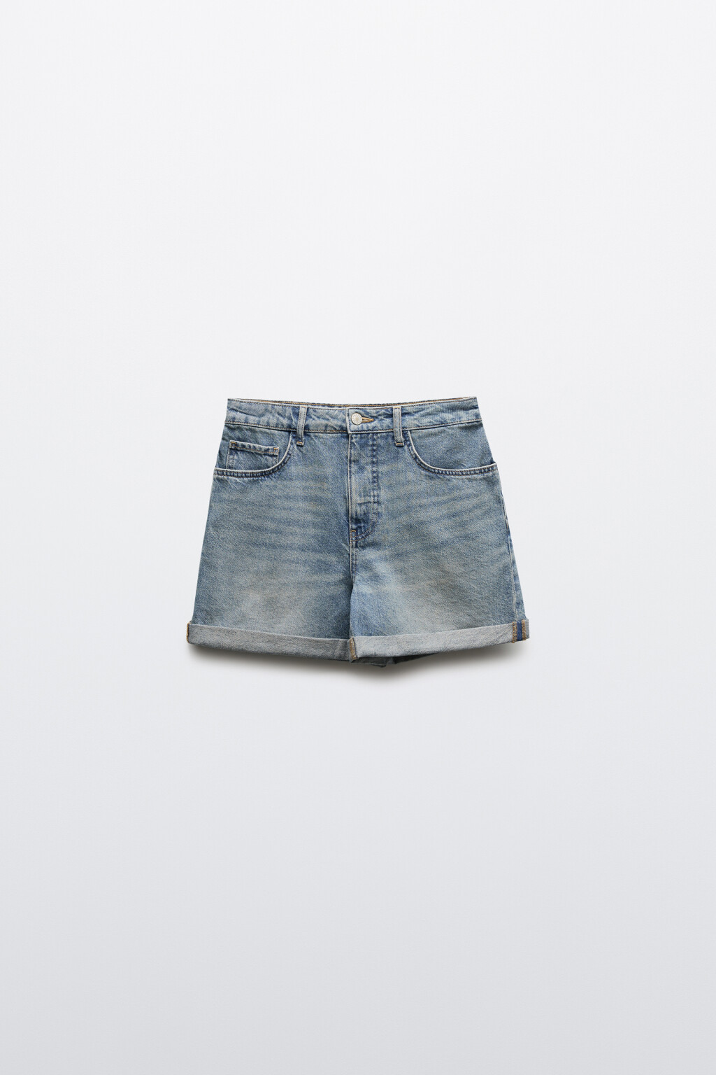 Шорты джинсовые с высокой посадкой короткие - цвет синий - 8