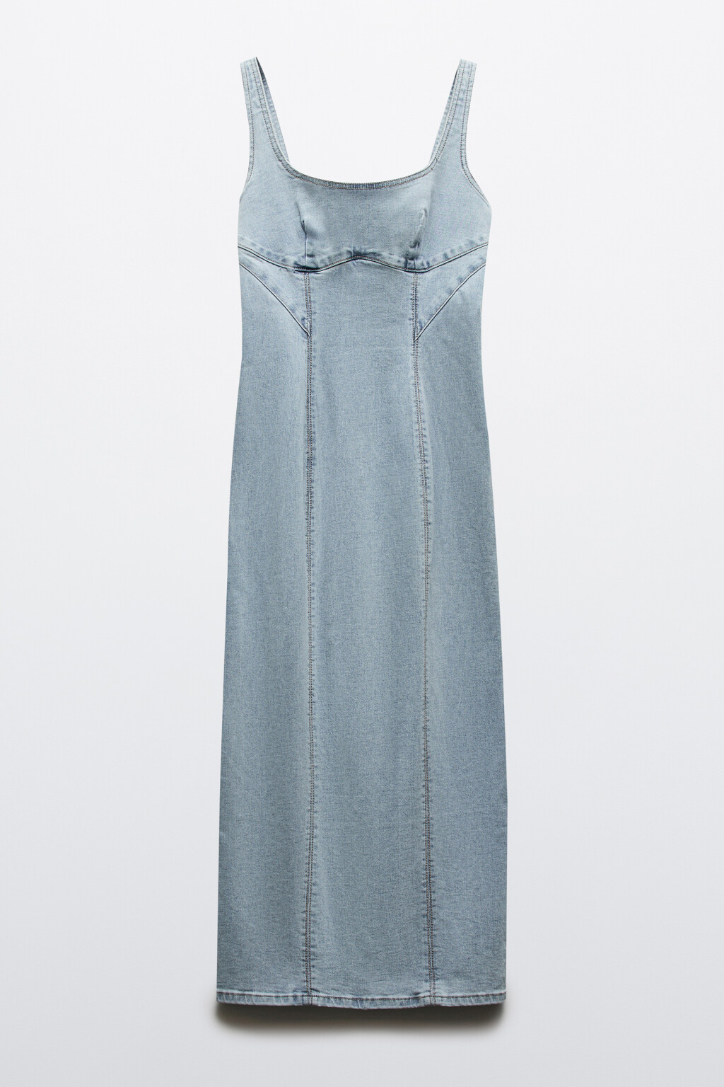 Платье джинсовое облегающее с декоративными швами - цвет голубой - 1