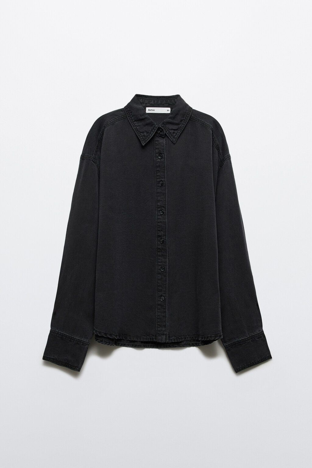 Рубашка-овершот прямая джинсовая из лиоцелла - цвет черный - 1