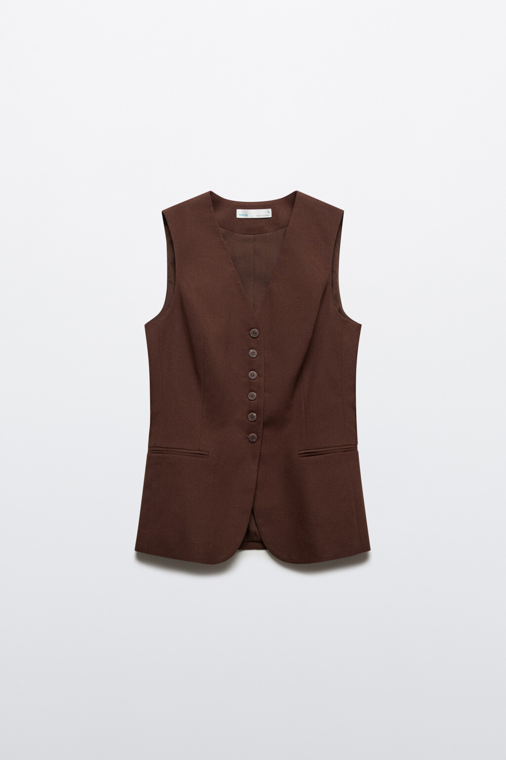 Жилет костюмный приталенный со льном - цвет коричневый - 7