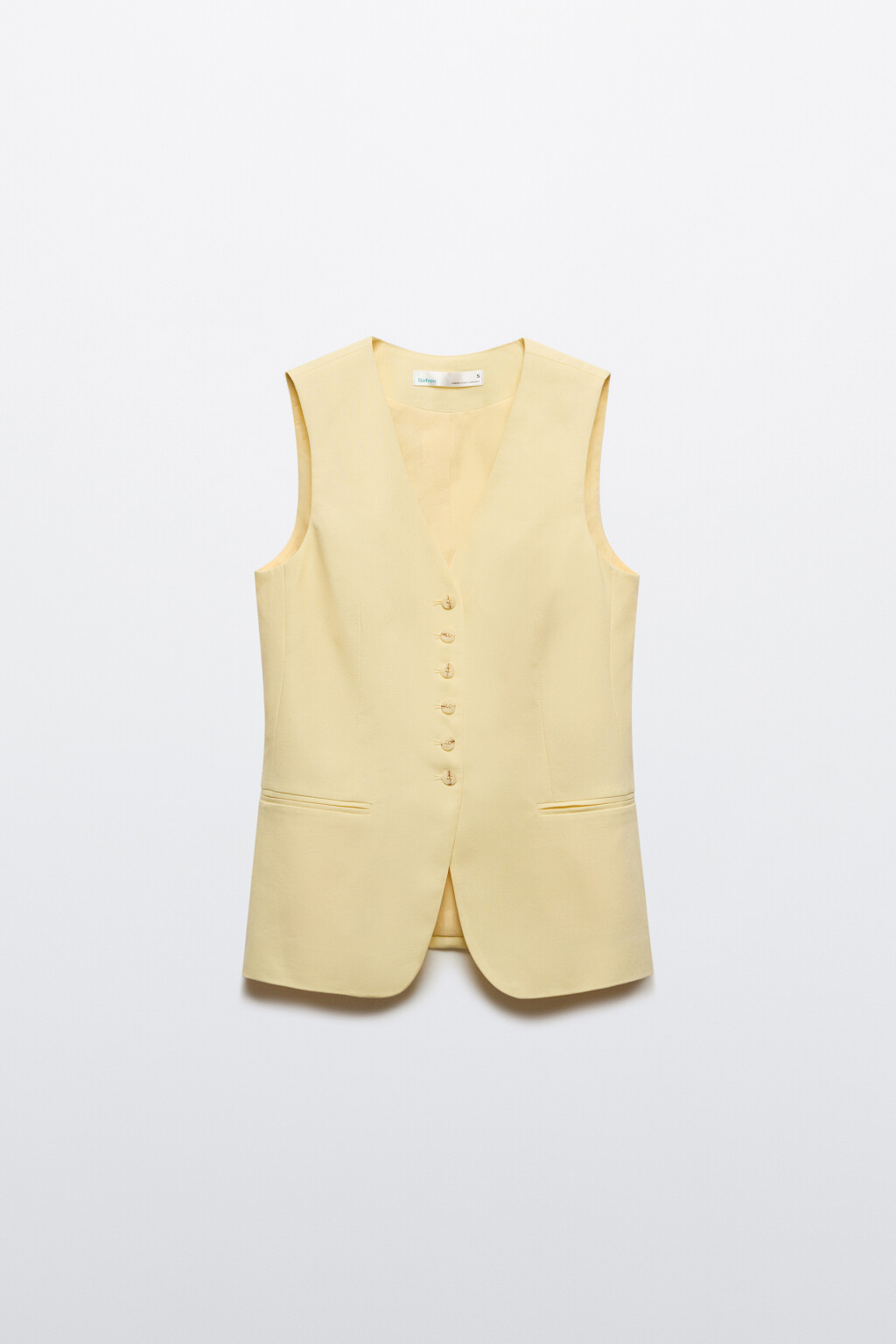 Жилет костюмный приталенный со льном - цвет ванильный - 1