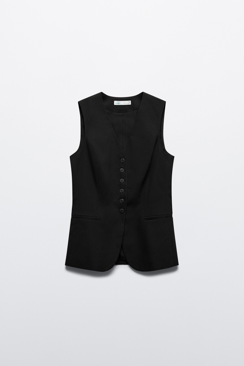 Жилет костюмный приталенный со льном - цвет черный - 8