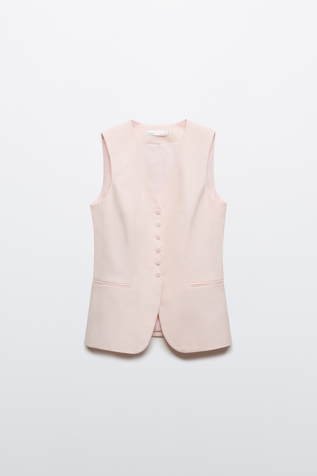 Жилет костюмный приталенный со льном - цвет розовый - 8