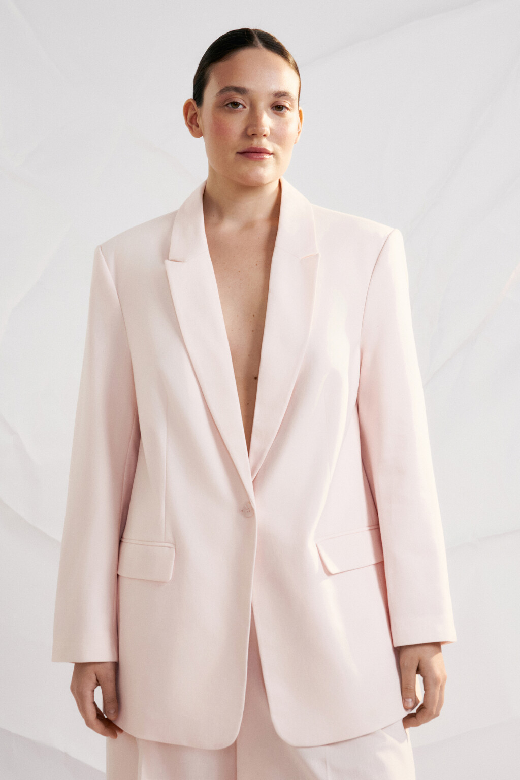Пиджак прямого кроя со льном - цвет розовый - 2