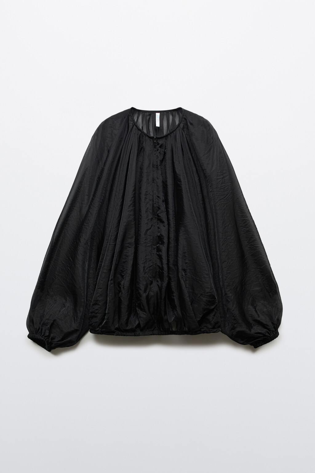 Жакет-бомбер из органзы - цвет черный - 8