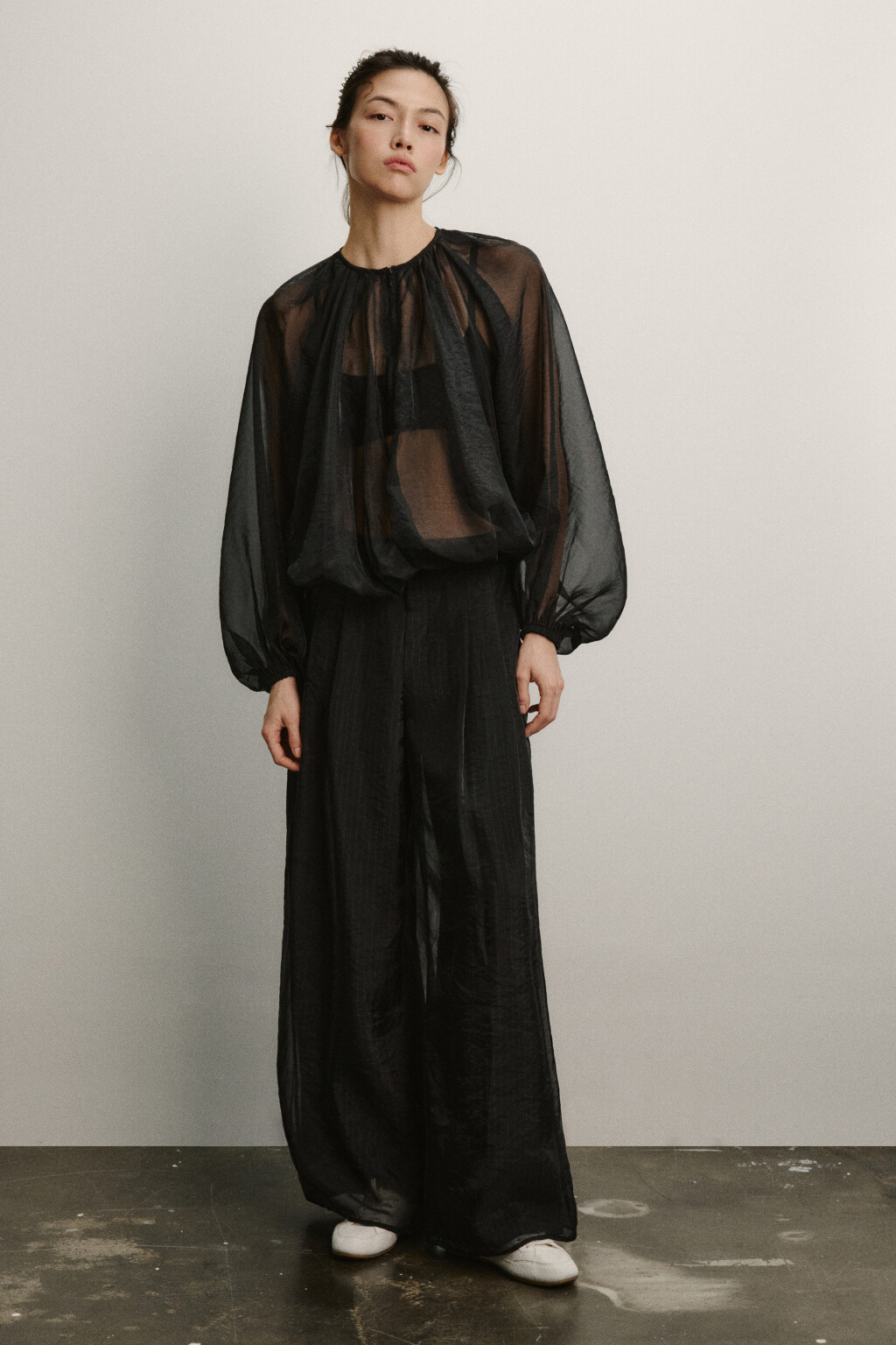 Жакет-бомбер из органзы - цвет черный - 5